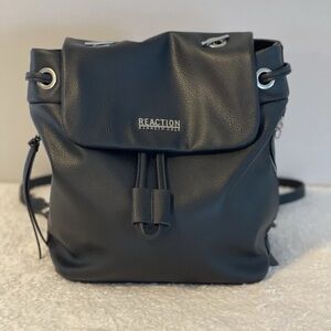 Reaction Kenneth Cole Black Faux Leather Backpack